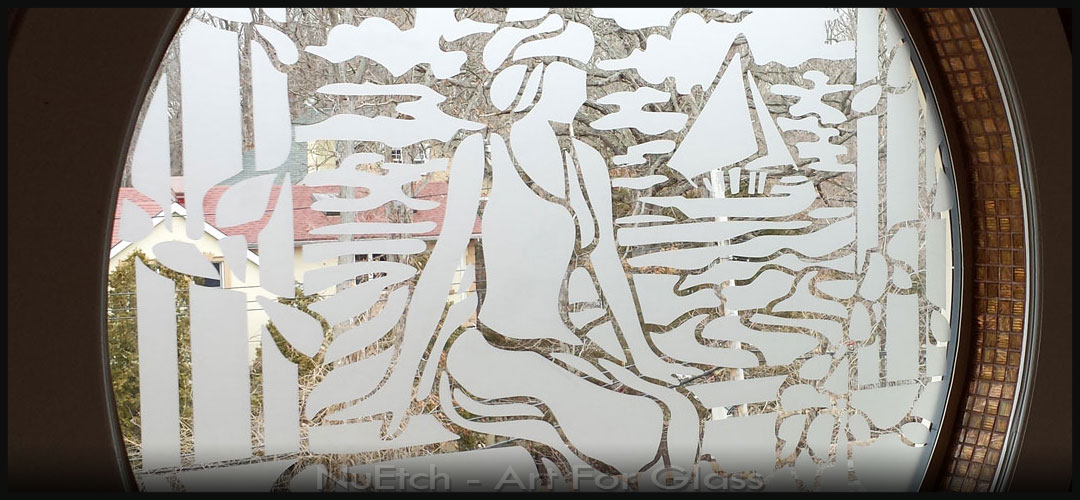 Glass Etching of Sitting Woman Art on window Slider-28