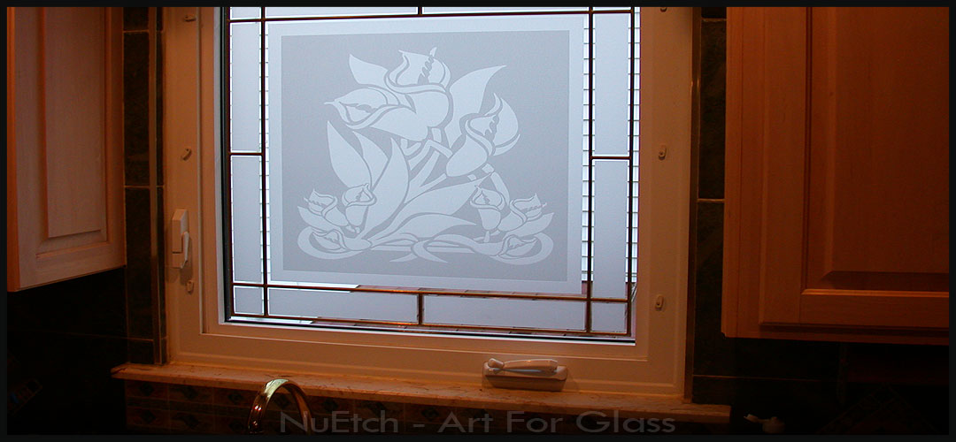 Floral Artwork For Etched Glass