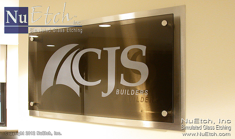 Etched Logo on Glass Sign